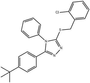 3-(4-tert-butylphenyl)-5-[(2-chlorophenyl)methylsulfanyl]-4-phenyl-1,2,4-triazole Struktur