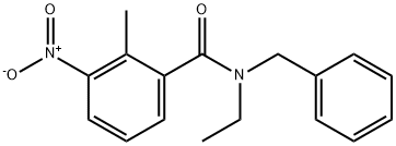 N-benzyl-N-ethyl-2-methyl-3-nitrobenzamide Struktur