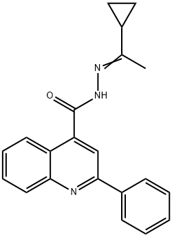 N-[(E)-1-cyclopropylethylideneamino]-2-phenylquinoline-4-carboxamide Struktur