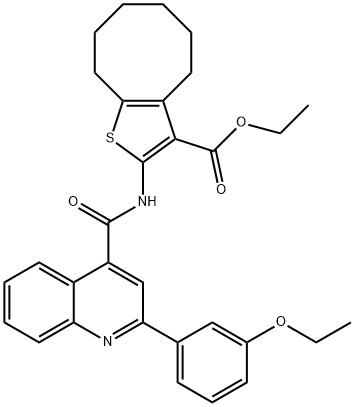 ethyl 2-[[2-(3-ethoxyphenyl)quinoline-4-carbonyl]amino]-4,5,6,7,8,9-hexahydrocycloocta[b]thiophene-3-carboxylate Struktur