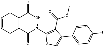 6-[[4-(4-fluorophenyl)-3-methoxycarbonylthiophen-2-yl]carbamoyl]cyclohex-3-ene-1-carboxylic acid Struktur