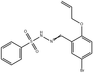 N-[(E)-(5-bromo-2-prop-2-enoxyphenyl)methylideneamino]benzenesulfonamide Struktur