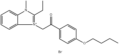 1-(4-butoxyphenyl)-2-(2-ethyl-3-methylbenzimidazol-3-ium-1-yl)ethanone bromide Struktur