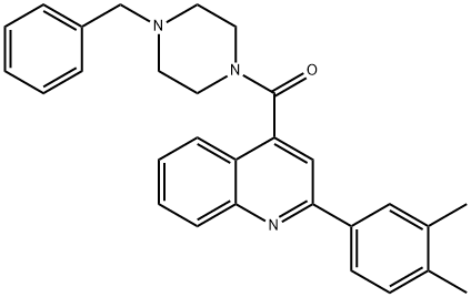 (4-benzylpiperazin-1-yl)-[2-(3,4-dimethylphenyl)quinolin-4-yl]methanone Struktur