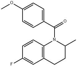 (6-fluoro-2-methyl-3,4-dihydro-2H-quinolin-1-yl)-(4-methoxyphenyl)methanone Struktur