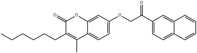 3-hexyl-4-methyl-7-(2-naphthalen-2-yl-2-oxoethoxy)chromen-2-one Struktur