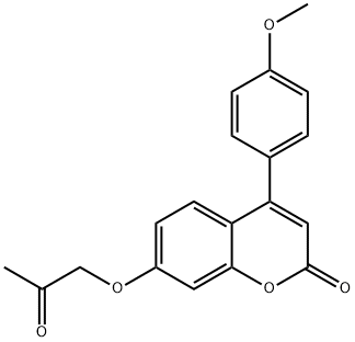 4-(4-methoxyphenyl)-7-(2-oxopropoxy)chromen-2-one Struktur