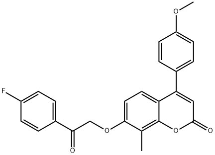 7-[2-(4-fluorophenyl)-2-oxoethoxy]-4-(4-methoxyphenyl)-8-methylchromen-2-one Struktur