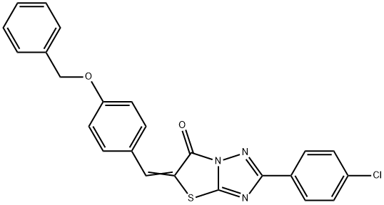 (5E)-2-(4-chlorophenyl)-5-[(4-phenylmethoxyphenyl)methylidene]-[1,3]thiazolo[3,2-b][1,2,4]triazol-6-one Struktur