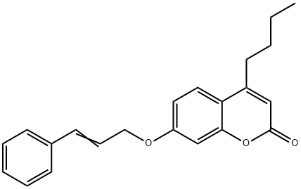 4-butyl-7-[(E)-3-phenylprop-2-enoxy]chromen-2-one Struktur