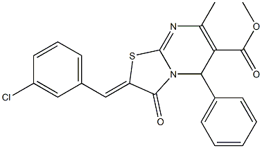 methyl (2Z)-2-[(3-chlorophenyl)methylidene]-7-methyl-3-oxo-5-phenyl-5H-[1,3]thiazolo[3,2-a]pyrimidine-6-carboxylate Struktur