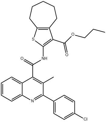 propyl 2-[[2-(4-chlorophenyl)-3-methylquinoline-4-carbonyl]amino]-5,6,7,8-tetrahydro-4H-cyclohepta[b]thiophene-3-carboxylate Struktur