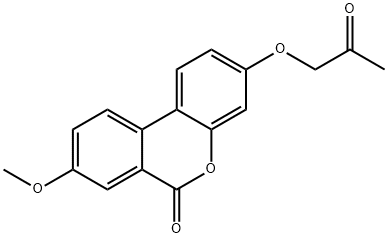 8-methoxy-3-(2-oxopropoxy)benzo[c]chromen-6-one Struktur