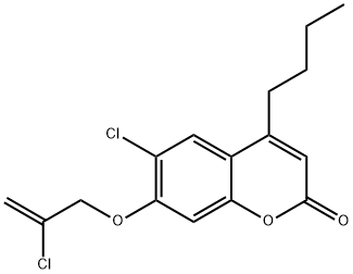 4-butyl-6-chloro-7-(2-chloroprop-2-enoxy)chromen-2-one Struktur