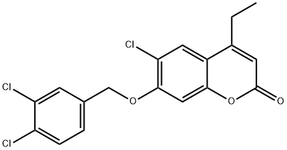 6-chloro-7-[(3,4-dichlorophenyl)methoxy]-4-ethylchromen-2-one Struktur