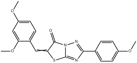 (5E)-5-[(2,4-dimethoxyphenyl)methylidene]-2-(4-methoxyphenyl)-[1,3]thiazolo[3,2-b][1,2,4]triazol-6-one Struktur