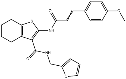 N-(furan-2-ylmethyl)-2-[[(E)-3-(4-methoxyphenyl)prop-2-enoyl]amino]-4,5,6,7-tetrahydro-1-benzothiophene-3-carboxamide Struktur