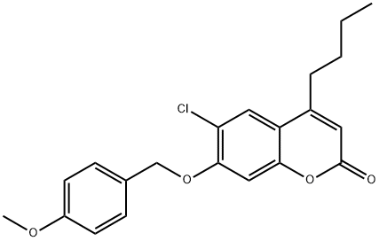 4-butyl-6-chloro-7-[(4-methoxyphenyl)methoxy]chromen-2-one Struktur