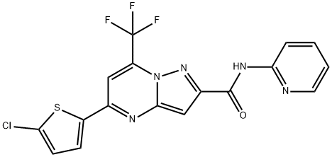 5-(5-chlorothiophen-2-yl)-N-pyridin-2-yl-7-(trifluoromethyl)pyrazolo[1,5-a]pyrimidine-2-carboxamide Struktur