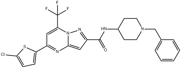 N-(1-benzylpiperidin-4-yl)-5-(5-chlorothiophen-2-yl)-7-(trifluoromethyl)pyrazolo[1,5-a]pyrimidine-2-carboxamide Struktur