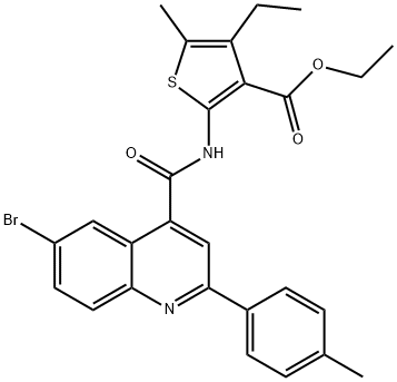 ethyl 2-[[6-bromo-2-(4-methylphenyl)quinoline-4-carbonyl]amino]-4-ethyl-5-methylthiophene-3-carboxylate Struktur