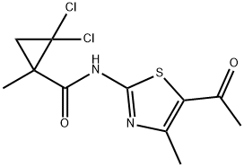 N-(5-acetyl-4-methyl-1,3-thiazol-2-yl)-2,2-dichloro-1-methylcyclopropane-1-carboxamide Struktur