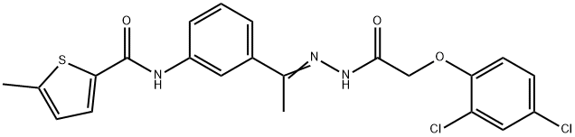 N-[3-[(E)-N-[[2-(2,4-dichlorophenoxy)acetyl]amino]-C-methylcarbonimidoyl]phenyl]-5-methylthiophene-2-carboxamide Struktur