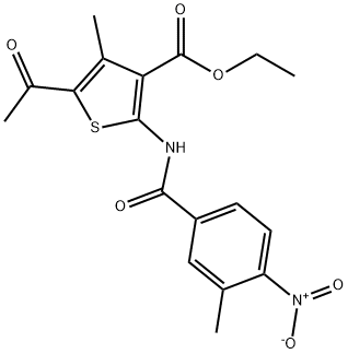 ethyl 5-acetyl-4-methyl-2-[(3-methyl-4-nitrobenzoyl)amino]thiophene-3-carboxylate Struktur