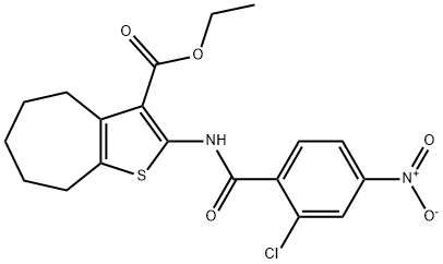 ethyl 2-[(2-chloro-4-nitrobenzoyl)amino]-5,6,7,8-tetrahydro-4H-cyclohepta[b]thiophene-3-carboxylate Structure