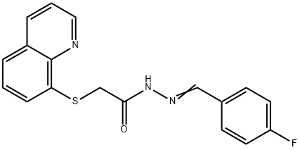 N-[(E)-(4-fluorophenyl)methylideneamino]-2-quinolin-8-ylsulfanylacetamide Struktur