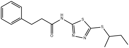 N-(5-butan-2-ylsulfanyl-1,3,4-thiadiazol-2-yl)-3-phenylpropanamide Struktur