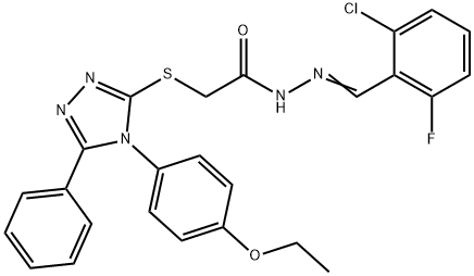 N-[(E)-(2-chloro-6-fluorophenyl)methylideneamino]-2-[[4-(4-ethoxyphenyl)-5-phenyl-1,2,4-triazol-3-yl]sulfanyl]acetamide Struktur