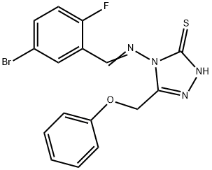 4-[(E)-(5-bromo-2-fluorophenyl)methylideneamino]-3-(phenoxymethyl)-1H-1,2,4-triazole-5-thione Struktur