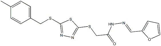 N-[(E)-furan-2-ylmethylideneamino]-2-[[5-[(4-methylphenyl)methylsulfanyl]-1,3,4-thiadiazol-2-yl]sulfanyl]acetamide Struktur