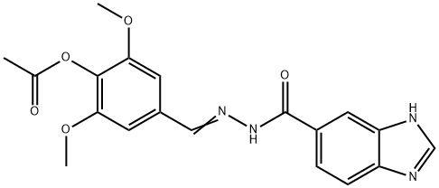 [4-[(E)-(3H-benzimidazole-5-carbonylhydrazinylidene)methyl]-2,6-dimethoxyphenyl] acetate Struktur