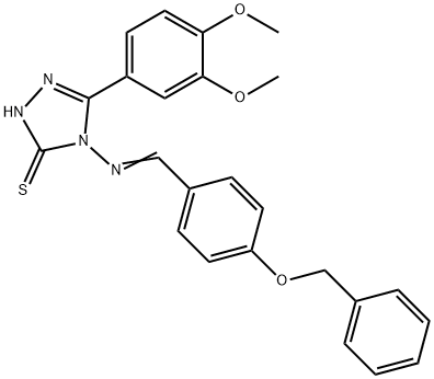 3-(3,4-dimethoxyphenyl)-4-[(E)-(4-phenylmethoxyphenyl)methylideneamino]-1H-1,2,4-triazole-5-thione Struktur