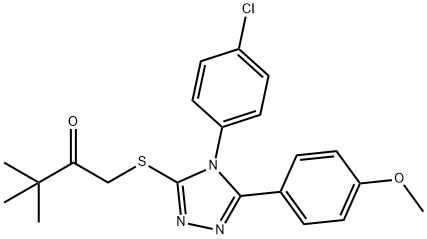 1-[[4-(4-chlorophenyl)-5-(4-methoxyphenyl)-1,2,4-triazol-3-yl]sulfanyl]-3,3-dimethylbutan-2-one Struktur