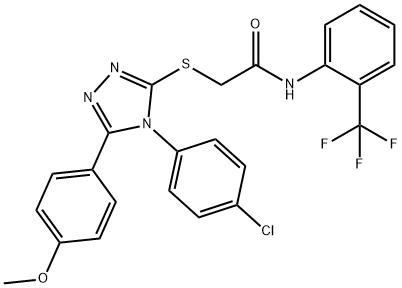 2-[[4-(4-chlorophenyl)-5-(4-methoxyphenyl)-1,2,4-triazol-3-yl]sulfanyl]-N-[2-(trifluoromethyl)phenyl]acetamide Struktur