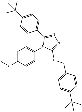 3-(4-tert-butylphenyl)-5-[(4-tert-butylphenyl)methylsulfanyl]-4-(4-methoxyphenyl)-1,2,4-triazole Struktur