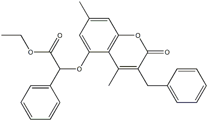 ethyl 2-(3-benzyl-4,7-dimethyl-2-oxochromen-5-yl)oxy-2-phenylacetate Struktur