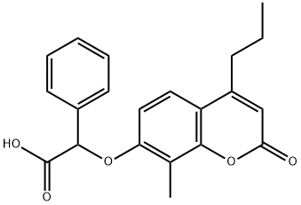 2-(8-methyl-2-oxo-4-propylchromen-7-yl)oxy-2-phenylacetic acid Struktur