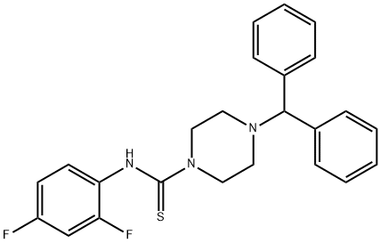 4-benzhydryl-N-(2,4-difluorophenyl)piperazine-1-carbothioamide Struktur