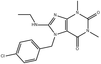 7-[(4-chlorophenyl)methyl]-8-(ethylamino)-1,3-dimethylpurine-2,6-dione Struktur