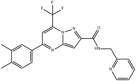 5-(3,4-dimethylphenyl)-N-(pyridin-2-ylmethyl)-7-(trifluoromethyl)pyrazolo[1,5-a]pyrimidine-2-carboxamide Struktur