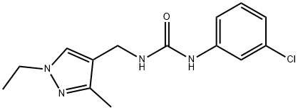 1-(3-chlorophenyl)-3-[(1-ethyl-3-methylpyrazol-4-yl)methyl]urea Struktur