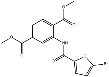 dimethyl 2-[(5-bromofuran-2-carbonyl)amino]benzene-1,4-dicarboxylate Struktur