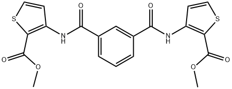 methyl 3-[[3-[(2-methoxycarbonylthiophen-3-yl)carbamoyl]benzoyl]amino]thiophene-2-carboxylate Struktur