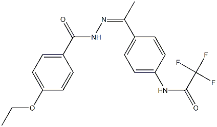 4-ethoxy-N-[(Z)-1-[4-[(2,2,2-trifluoroacetyl)amino]phenyl]ethylideneamino]benzamide Struktur