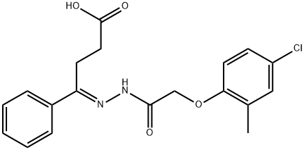 (4E)-4-[[2-(4-chloro-2-methylphenoxy)acetyl]hydrazinylidene]-4-phenylbutanoic acid Struktur