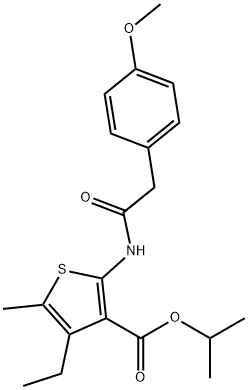 propan-2-yl 4-ethyl-2-[[2-(4-methoxyphenyl)acetyl]amino]-5-methylthiophene-3-carboxylate Struktur